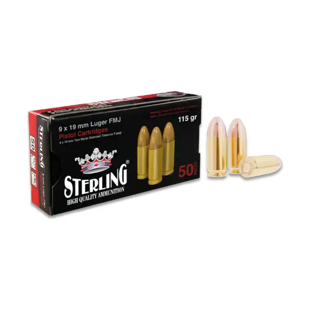 Sterling 9×19 mm Luger FMJ 115 Grain Tabanca Mermisi